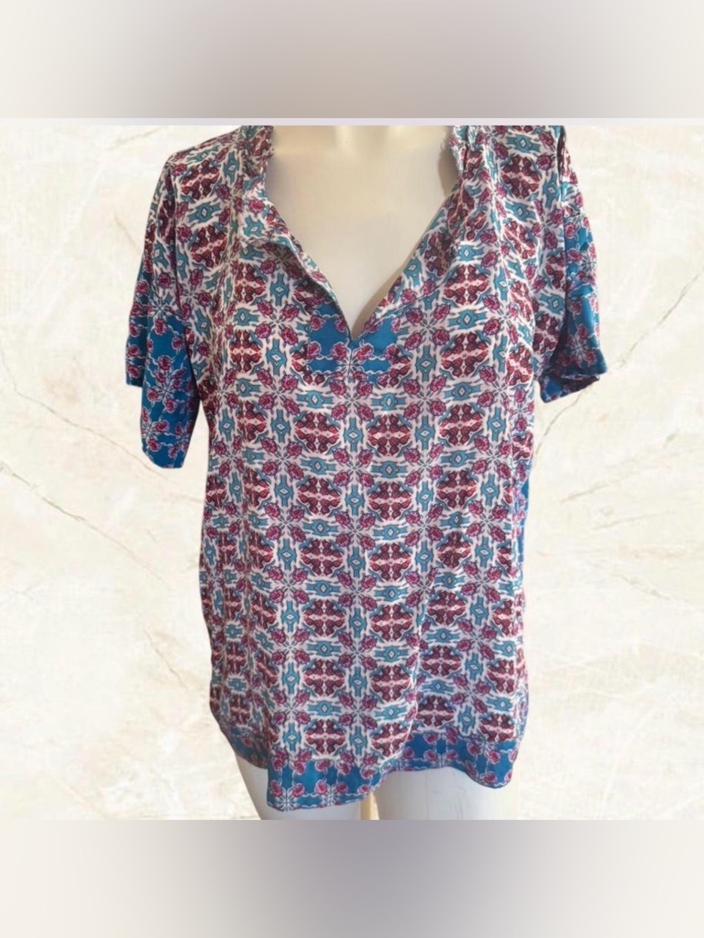 Sundance 100% Silk Tunic Peasant Top Medium Art To Wear Blouse
